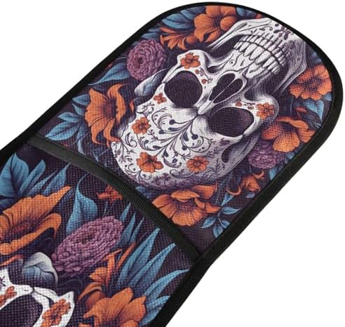 Halloween Floral Skull Skeleton Oven Mitts Heat Resistant Quteprint 35x7 inches