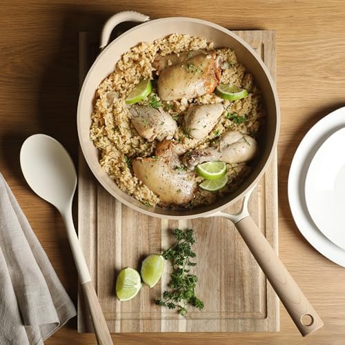 Gibson Elite Folkstone Ceramics 13-Piece Cookware Set WInduction Safe Linear White Handle