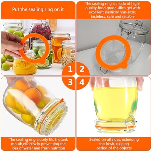 8PCS 37 Orange Silicone Jar Seals for Canning