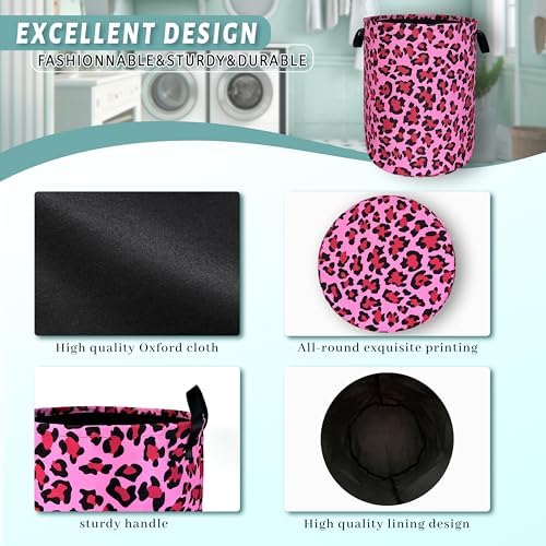 Pink Leopard Print Laundry Hamper