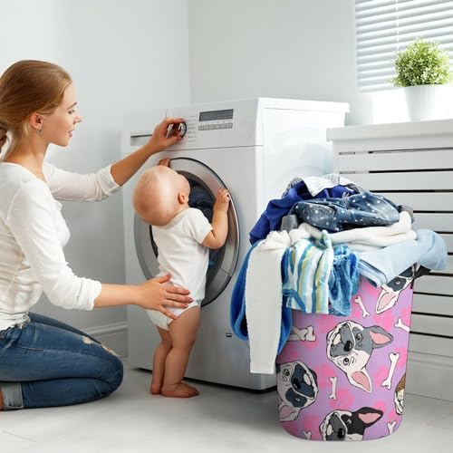 MEIKKO French Bulldog Waterproof Folding laundry Bin 173x138
