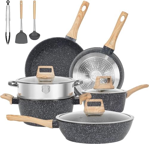 SODAY 12 Pcs Nonstick Cookware Set - Induction Safe Prevents Leaching Healthyeating Kitchen Crate