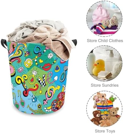 Retro Jewelry Heart Collapsible Laundry Basket