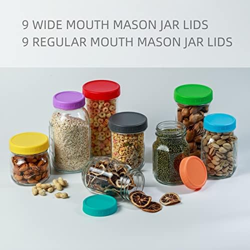 18 Pack Orange Plastic Mason Jar Lids with Silicone Rings