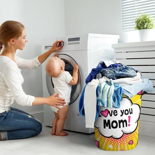 Love You Mom Collapsible Laundry Basket