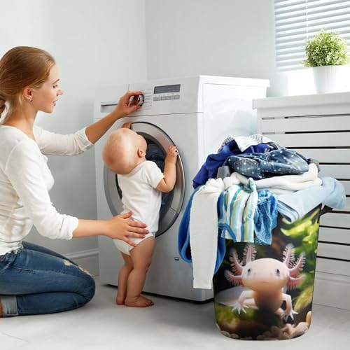 MEIKKO Cute Axolotl Laundry Hamper Nature Laundry Basket