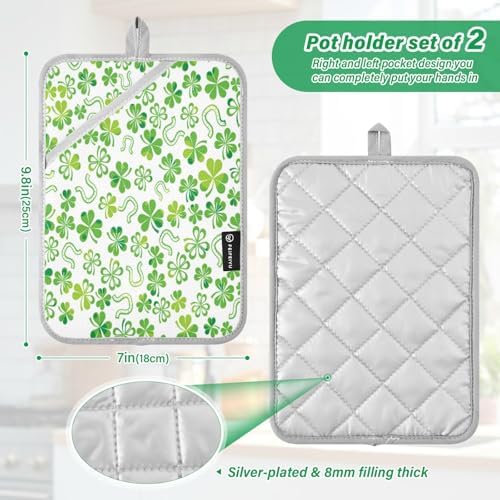 KCldeci Green Shamrock 2-Pack Heat-Resistant Potholders