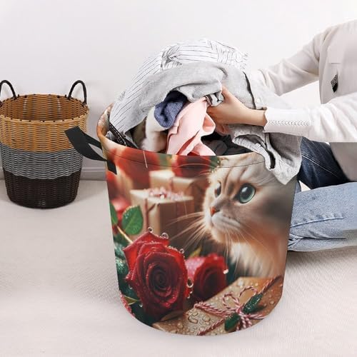Raindrops Roses Collapsible Cat Laundry Basket