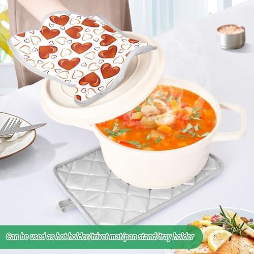 KCldeci Red Hearts Pot Holder Set