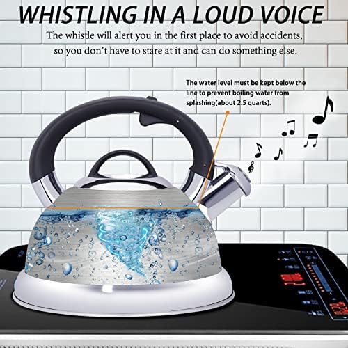 Masio 25 Quart Stainless Steel Kettle Ergonomic Design Melodic Whistle