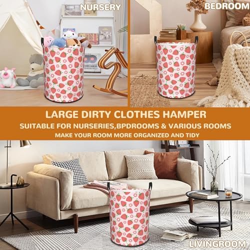 Pink Strawberry Large Storage Basket