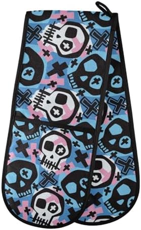 Perfect Protection Funky Skull Halloween Double Oven Mitts