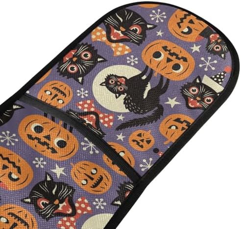 Susiyo Halloween Oven Mitts Spooky Cats pumpkin Heat Resistant Paddles Kitchen Glove 35x7in