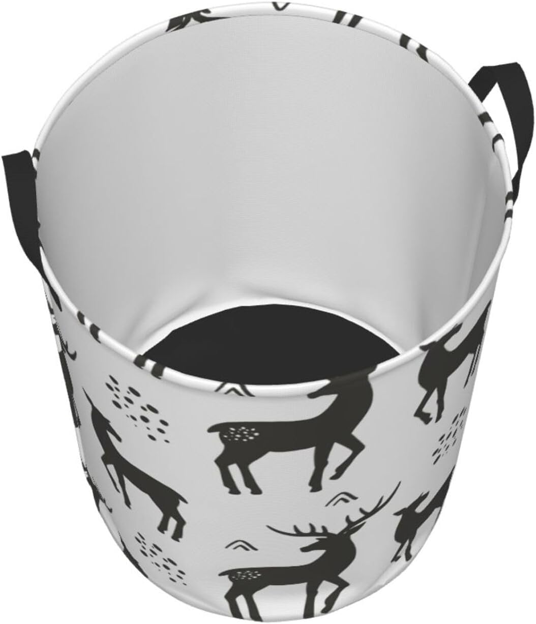 Reindeer-Silhouette Collapsible Laundry Basket Waterproof for HomeDormCar Storage