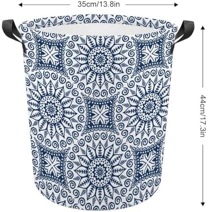 MEIKKO Blue Ethnic Vintage Laundry Hamper