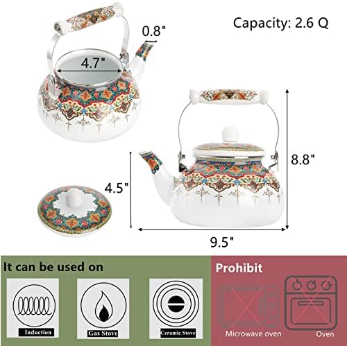 ZOOFOX 26 Quart Ceramic Tea Kettle Heat-Resistant Handle Stylish Design
