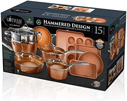 Gotham Steel 15 Pc Hammered Ceramic Cookware Set
