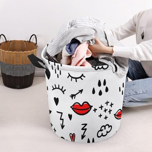 Red Lip Arrows Collapsible Laundry Basket Waterproof Durable for Easy Storage
