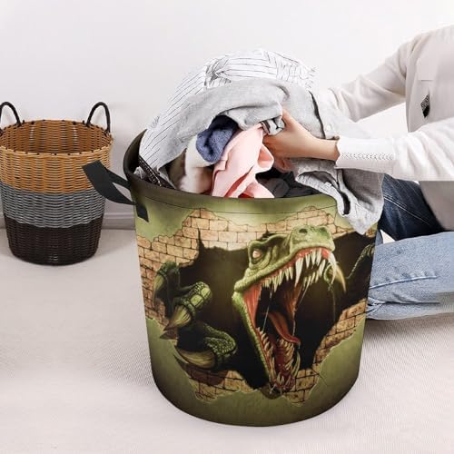 MEIKKO Dinosaur Brick Wall Collapsible Laundry Hamper Waterproof Foldable Family Organizer