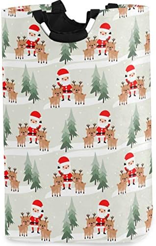 visesunny Collapsible Laundry Basket with Santa Reindeer Design