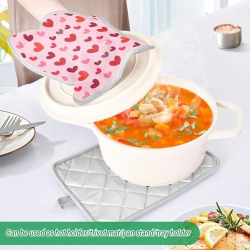 Cute Hearts Potholders Set Essential Heat-Resistant Potholders for Ovens Kitchens