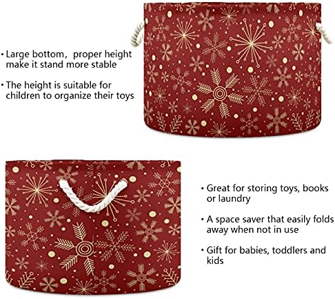 Stylish Christmas Storage Basket for Laundry with Dark Red Snowflakes Design