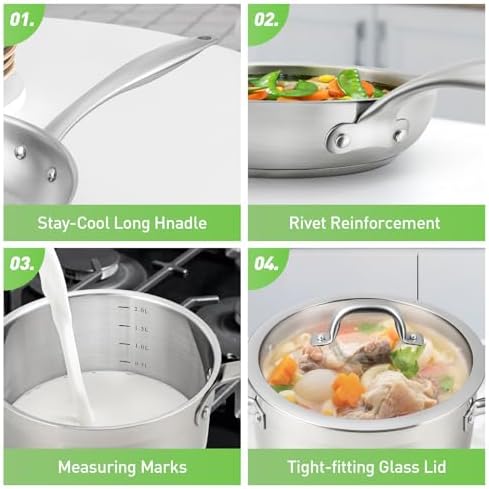Duxtop 17-Piece Stainless Steel Pots Pans Set for Perfect Cooking