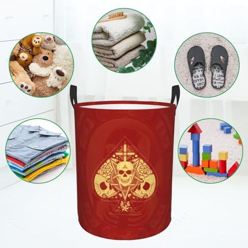 Itin Waterproof Laundry Hamper Red Skull Print S-40L