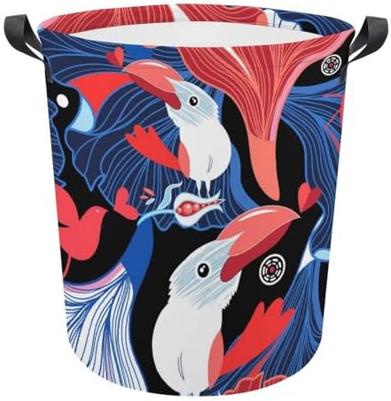 Valentines Day Love Birds Abstract Laundry Hamper