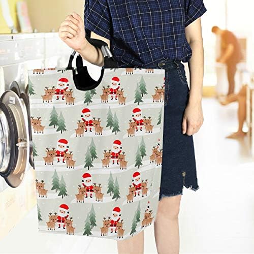 visesunny Collapsible Laundry Basket with Santa Reindeer Design