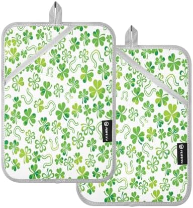 KCldeci Green Shamrock 2-Pack Heat-Resistant Potholders