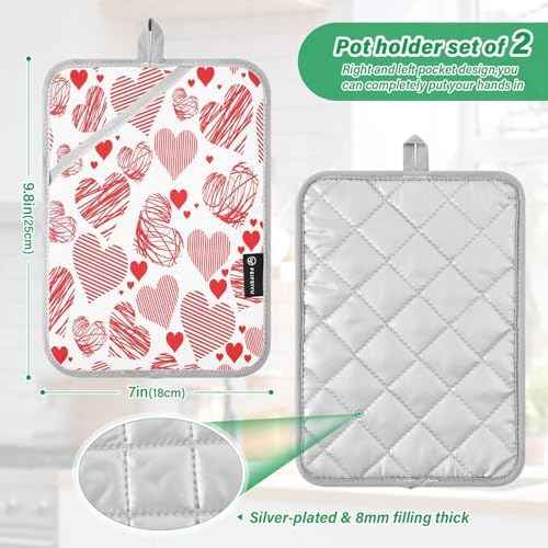Kcldeci Heart-PEACTION Pot Holder Set