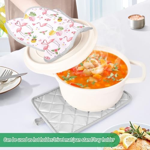 Kcldeci Cute Flamingo Heat-Resistant Potholders Pair
