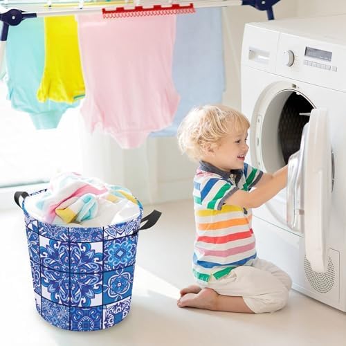 Geometric Blue Ethnic Laundry Hamper