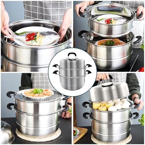 MANO Steamy Pot 2-Layer Stainless Steel with Handle for Quick Meals