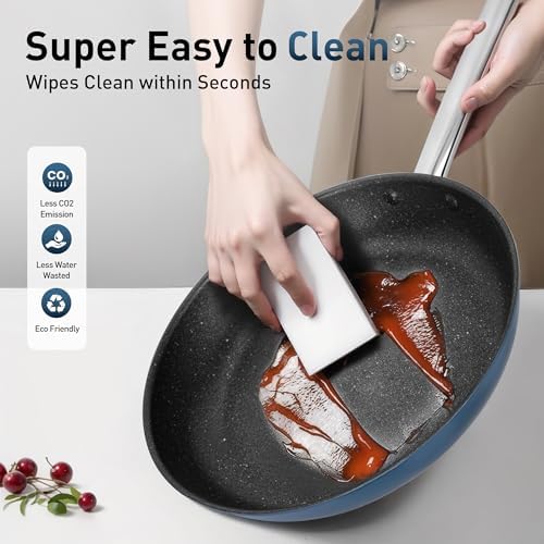 MAISON ARTS 3-Piece Frying Pan Set with Indicates Coating and Silicone Lid