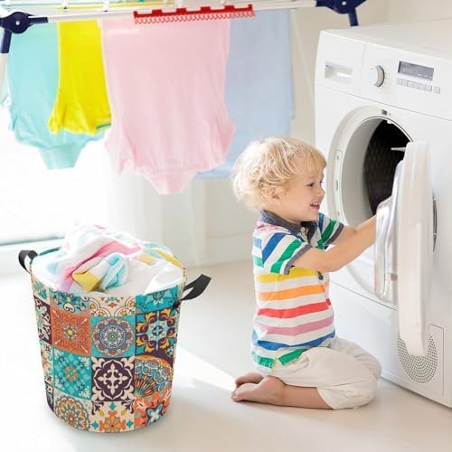 MEIKKO Patchwork Boho Vintage Laundry Basket