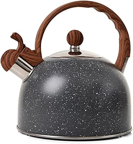 VONIKI 25 Quart Whistling Tea Kettle with Wood Pattern
