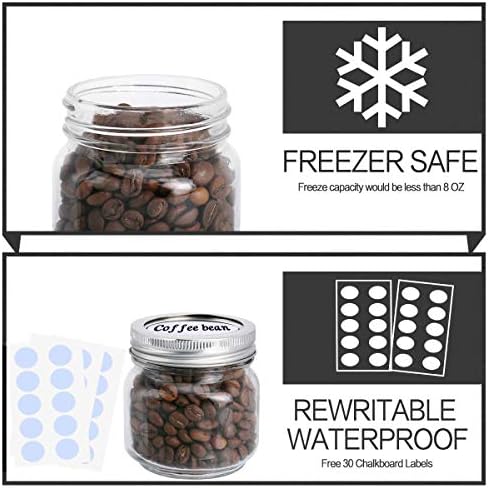 KAMOTA Mason Jars 8oz with Silver Lids 24pack
