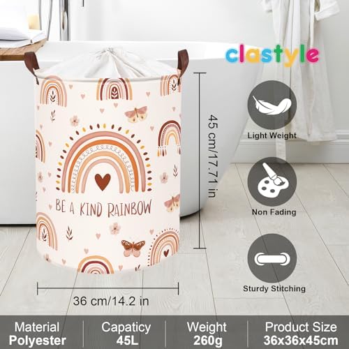 Clastyle 45L Boho Rainbow Washable Hamper with Handle Pink