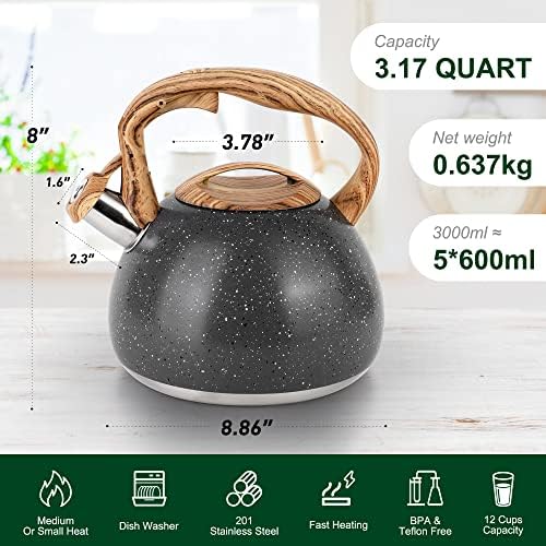 Greenual 32 Quart Loud Whistling Tea Kettle