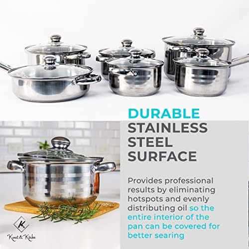 Stainless Steel 12-Piece Cookware Set Ergonomic Design for Professional Use