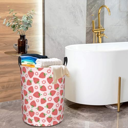 Pink Strawberry Large Storage Basket