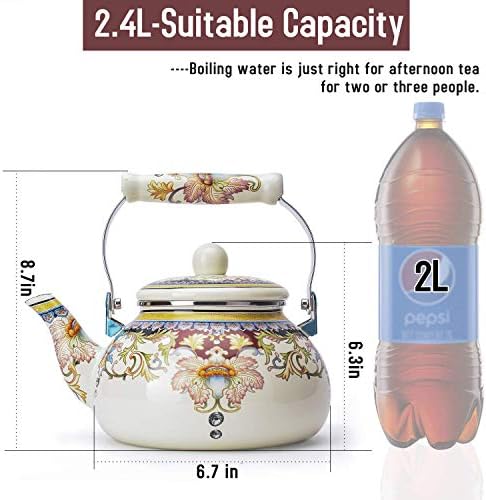 Stylish Floral Design Leaking-Proof Ceramic Kettle for Home Kitchen