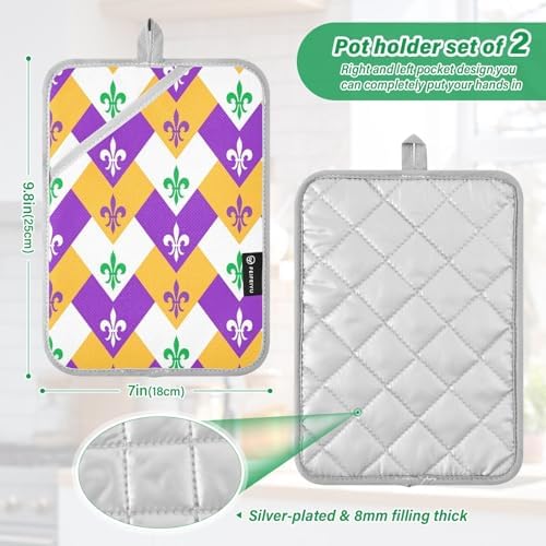 Mardi Gras Thermal Potholders Set