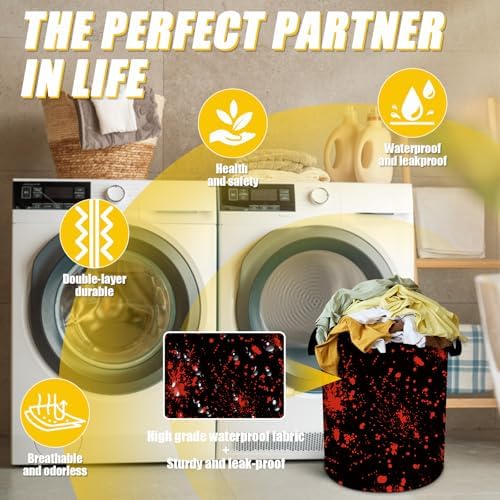Blood Splattered Fun Practical Kids Laundry Basket Collapseable Durable Storage Hamper