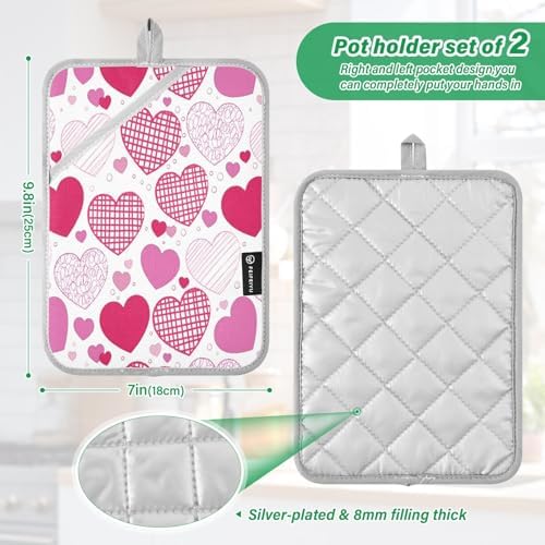2-Piece Doodle Hearts Pot Holder Set