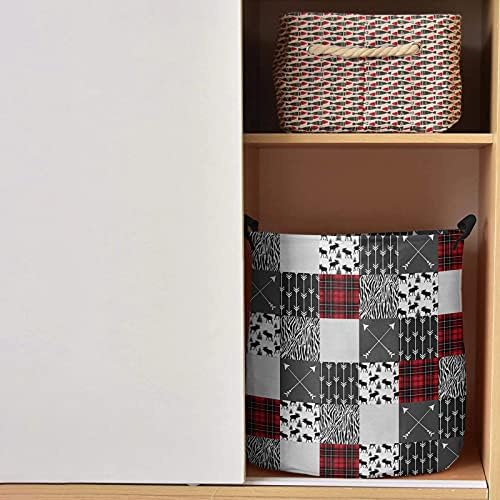 Red Black Buffalo Plaid Arrow ELK Large Laundry Basket