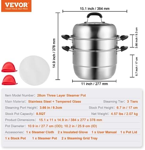 3-Tier STEamer Pot Set for Cooking