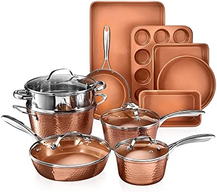 Gotham Steel 15 Pc Hammered Ceramic Cookware Set